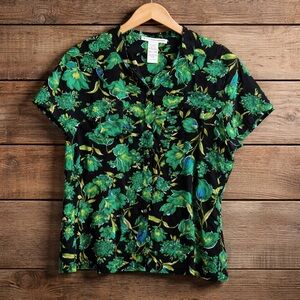 Sag Harbor Size 12 Floral Print Button Down Blouse